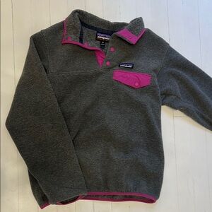 Patagonia Gray and Pink Snap-T Pullover